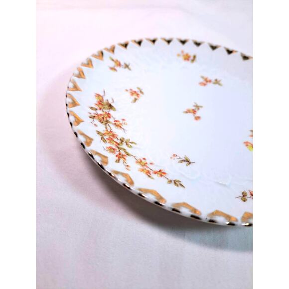 Vintage 1928-1932 Silesien Germany Porcelain Plate White Floral Gold Trim - Picture 5 of 9